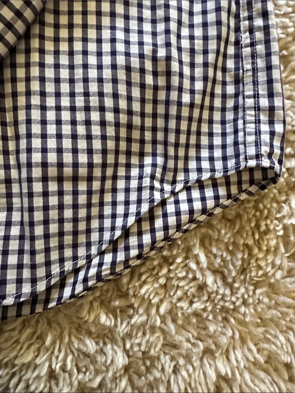 J. Crew Men’s Navy and White Gingham Button-Down Shirt